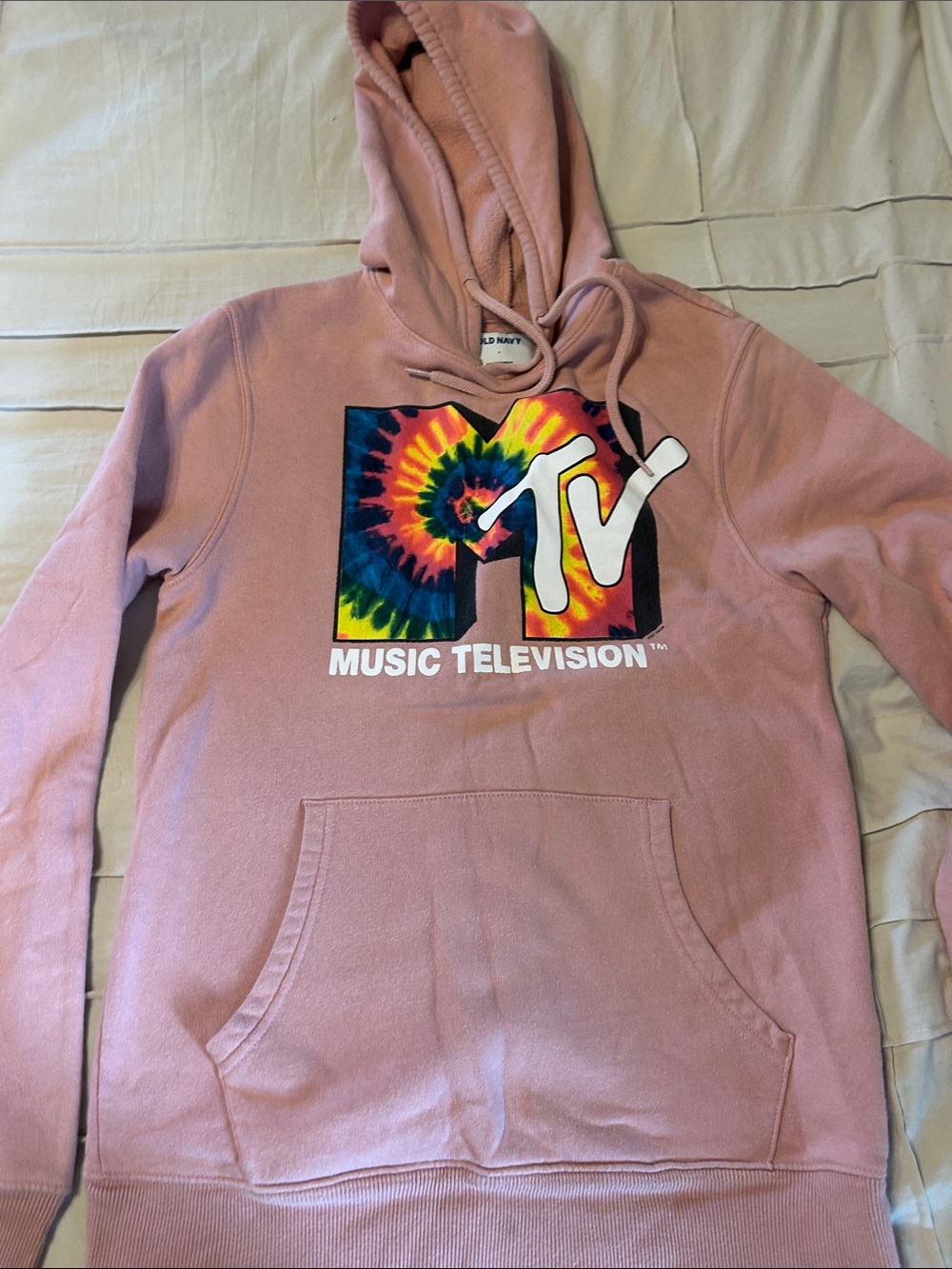 Old Navy Dusty Pink MTV Tie-Dye Logo Hoodie